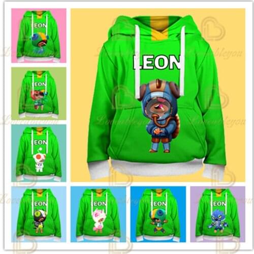 Kid Winter Clothes Hoodie Sweatshirt Fashion Game Stars Leon Print Cloth Pullover Hoodie Children Christmas Gift