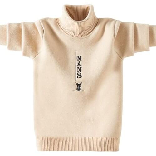 Kids Boys autumn / winter high-necked knit sweater embroidered pullover new big virgin thicker base shirt