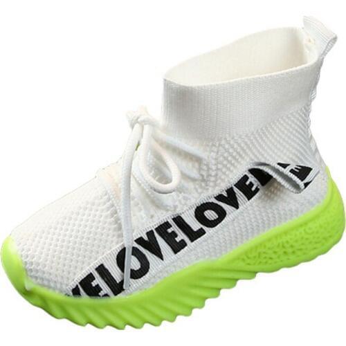 Baby Boys Girls Breathable Anti-Slip Letter Print Shoes Sneakers Toddler Soft Soled Lace-Up First Walkers