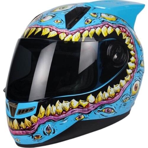 ECE Approved Open Face Motocross Helmet Capacete Vintage With Blue Horns Unisex Motorcycle Helmet