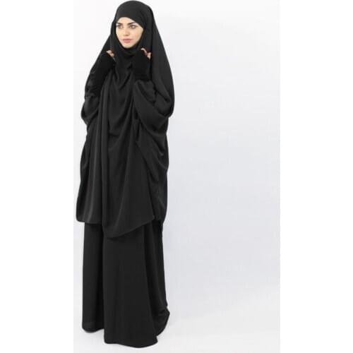 Eid Muslim 2 Piece Set Hooded Women Hijab Dress Prayer Garment Long Khimar Skirt Jilbab Abaya Ramadan Gown Abayas Islamic Niqab