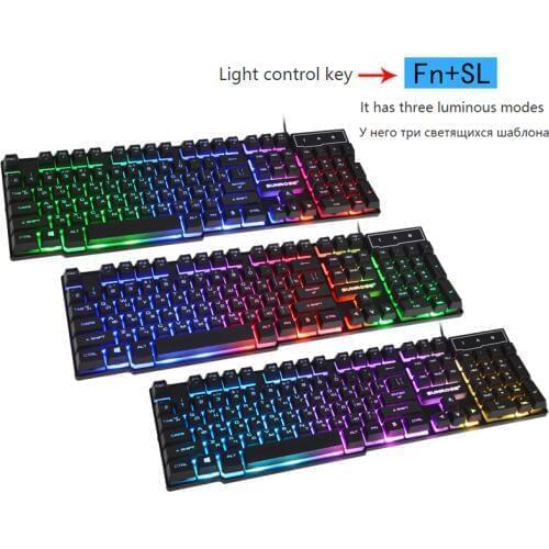 DBPOWER Russian/English Gaming Keyboard Suspended Keycaps 3 Backlight Switching Teclado Gamer with Similar Mechanical Touch Feel
