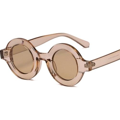 Round Sunglasses Women Men Vintage Gradient Sun Glasses Shades Ladies Small Punk Sunglass UV400 Pink Champagne