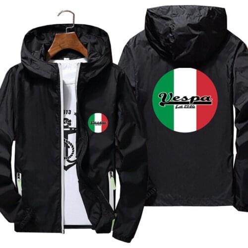 Team Vespa Italian Flag Motorbike Jacket Mens Bomber Skin Thin Reflective Pilot Sunscreen Windbreaker Clothing Coat Plus Size
