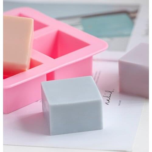 4-hole Square Silicone Mold Diy Handmade Soap Mold for Soap Making Food Grade Fondant Cake Chocolate Mold Ice Cube Ice Try