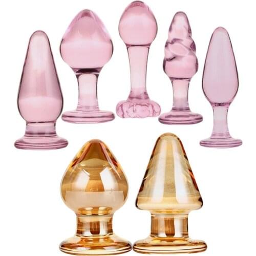 Cute Pink Glass Butt Plugs Anal Sex Toys for Woman Man Gay Ass Massage Female Masturbator Dildo Massage