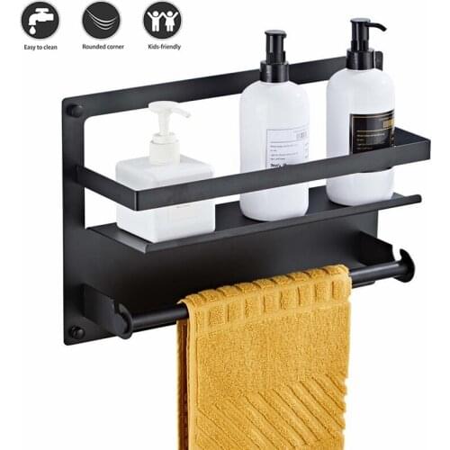 Fashion Stainless Steel Bathroom Wall-mounted Shampoo Shelf Household Towel Rack Toilet Paper Holder