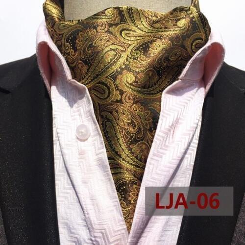 Fashion Design Tie Luxury Business Golden Paisley Ascot Unique Britsh Style Jacquard Woven Ascots for Men