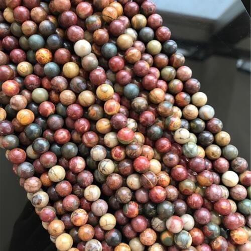 Natural Picasso Red Line Turquoises Beads 6mm 8mm 10mm 12mm Round Hole Loose Stone Beads Wholesale DIY Charm Jewelry Gem Stone