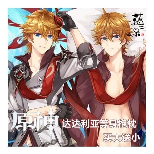 Game Genshin Impact Tartaglia Anime Dakimakura Hugging Body Pillow Case Otaku Male BL Pillow Long Throw Cushion Cover