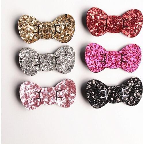 New Korean Style Princess Girls Glitter Felt Hair Clips Bows 7cm Hair Bows Gold Silver Toddlers Barrettes 20pc/lot Hairpins
