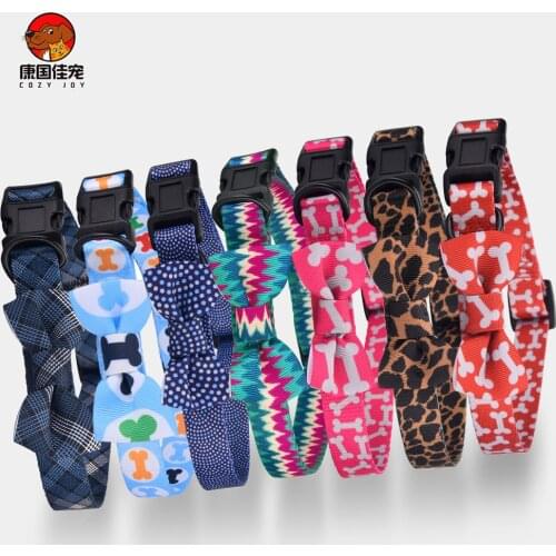 COZY JOY Dog collar Adjustable bow-tie collar handmade pet products Nylon Dog Collar For Small Medium Dogs