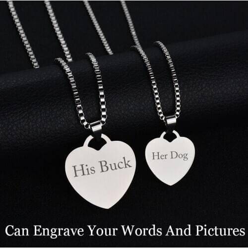 New Fashion Blank Heart Pendant Necklace Stainless Steel Custom Name Necklace Can Engrave Word Letters Pendant