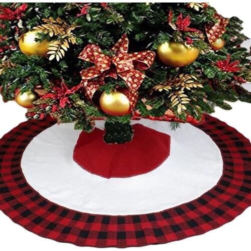 Plaid Christmas Tree Skirt Fashion Knitted Christmas Tree Skirt Apron Christmas Tree Holiday Party Decorations 2020 New Arrivals