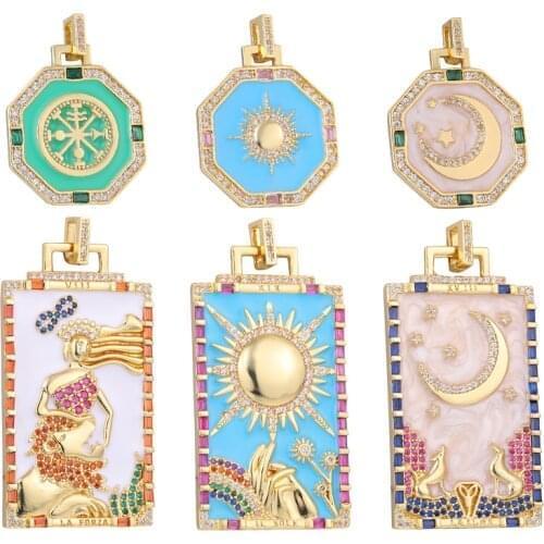 JUYA 5 Pcs DIY Cube Necklace Charm Pendants Base Copper Connectors Handmade Jewelry Findings Accessories For Necklaces Making