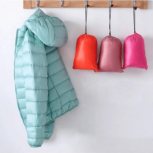 Winter oversize Womens Ultralight Thin Down Jacket White Duck Down Hooded Jackets Long Sleeve Warm Coat Parka Female Outwear