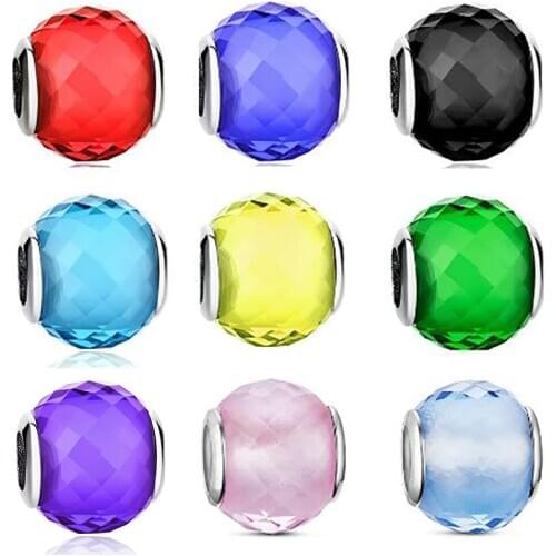 Colorful Round Murano Glass Beads Fit Original Charm Bracelet Beads 925 Sterling Silver Charm DIY Jewelry Making