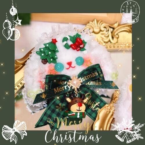 Christmas rabbit bear brooch hairpin dual-purpose hand plush red Harajuku cute headdress