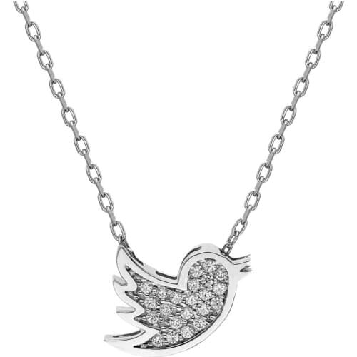 Certified Swarovski Stone Sparrow Bird 925 Sterling Silver Necklace