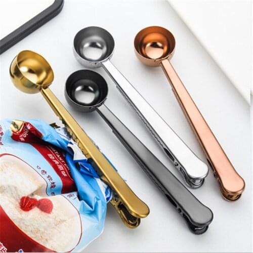 Fresh-keeping Clip Sealer Stainless Steel Coffee Spoon Clip Multifunctional Bag Sealing Clip PVD Gold-plated Rose Gold Black