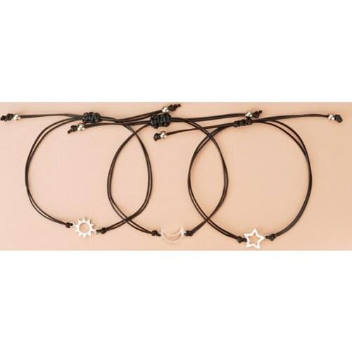 Sun & Moon Friendship Lover Couple Friend Family Wish You Me Promise Card With 3 card Adjustable Bracelet Gift Present