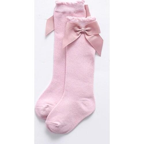 Spring And Autumn New Female Baby Socks Pure Color Bowknot Cute Casual Socks Fashion Outing All-match