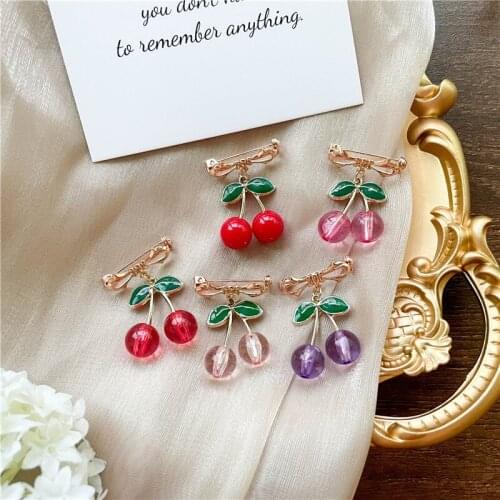 New Design Cherry Pendant Enamel Brooch For Women Girls Fashion Fruit Lapel Badge Pins Bag Clothes Accessories Jewelry Gifts
