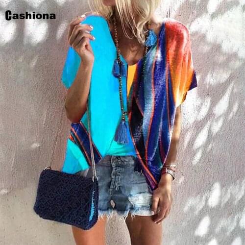 Plus size 4xl 5xl Womens Top New Patchwork Color T-shirt Model V-neck Loose Shirt Casual Pullovers 2021 Summer Women Clothing