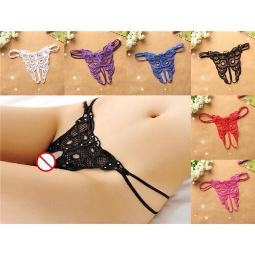 Women Sexy Opening Crotch Panties G-string Lingerie Sexy transparent Underwear Ladies Flower Lace Female Briefs Thongs