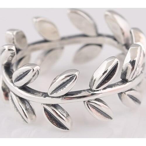 S925 Victory & Peace Laurel Wreath Ring For Women Wedding Party Gift fit Lady Fine Jewelry