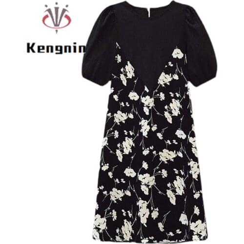 2021 Spring Autumn Korean Chic Women Dress Print Flower Ladies Vestidos Long Sleeve Sashes Robe One Size V-neck Female Dresses