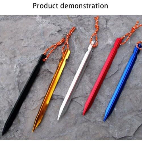 10 Pcs 18cm Tent Pegs Aluminum Alloy Ground Nail Stakes with Rope Camping Trip Accessories Equipment Outdoor Tool