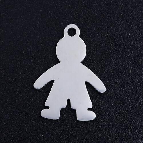 10pcs/lot Boy and Girl Stainless Steel DIY Charms Wholesale Never Rust DIY Pendants for Necklace Making Accessories