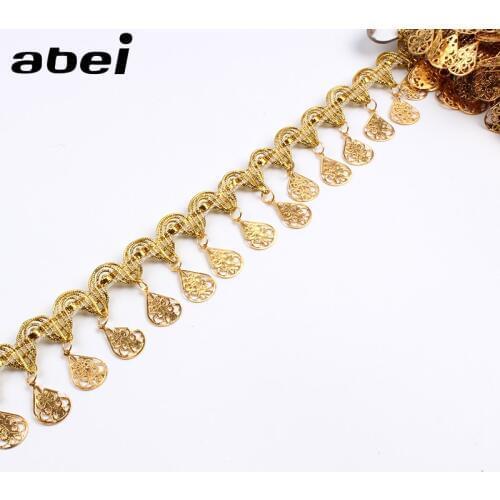 40mm 1yard Beautiful Gold Sequins Lace Fringe Paillette Tassel Ribbon DIY Sewing Dance Wedding Party Dress Trims DIY Accessories