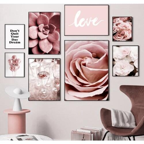 5D DIY Diamond Painting Pink Peony Flower Succulents Love Quotes Wall Art Painting Posters Wall Pictures For Living Room Decor