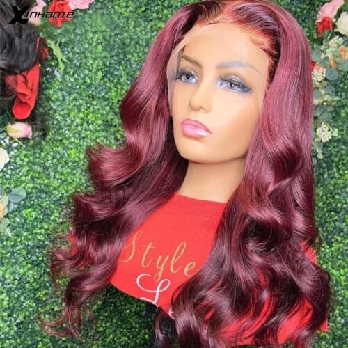 99j Color Lace Hair Wig Preplucked Lace Frontal Wig Human Hair Wavy Glueless Lace Wig Bleached Knots Lace Closure Human Hair Wig