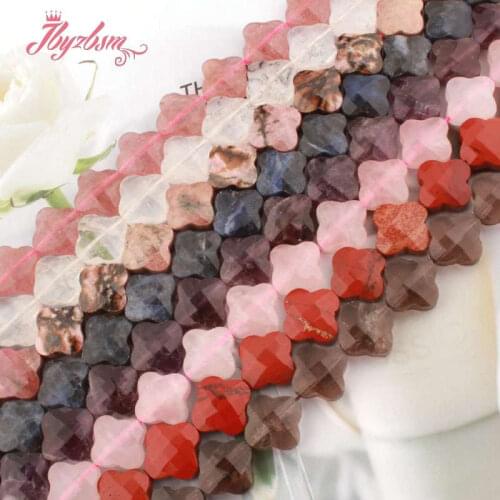 10mm Natural Stone Beads Leaf Clover For Necklace Bracelet Earring Pandant Jewelry Making Design or DIY 5pcs/15" Free Shipping