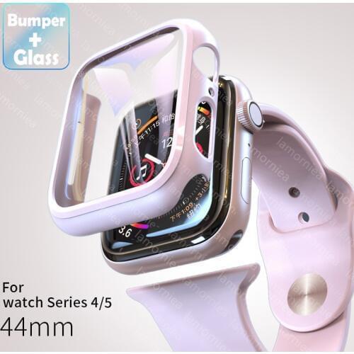 Case+Tempered Glass For Apple Watch 40mm 44mm Serie 6 5 4 Screen Protector coverage Bumper case for iwatch Serie 5 4 3 44mm 42mm