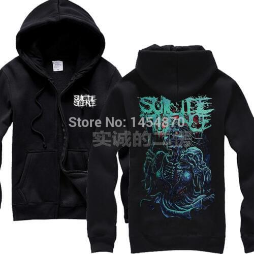 Demon Suicide silence Band Cotton Cool Rock Hoodies Autumn Brand jacket Skull Black Heavy Metal Sweatshirt zipper XXXL