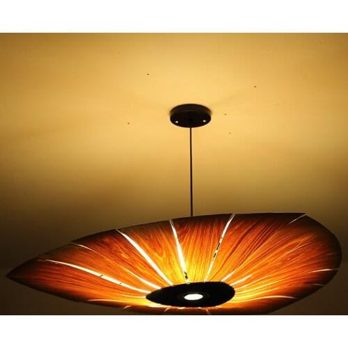 Japan Chinese Style led Wood Veneer pendant light Living Room Restaurant Dining Room hanging lighting lamp