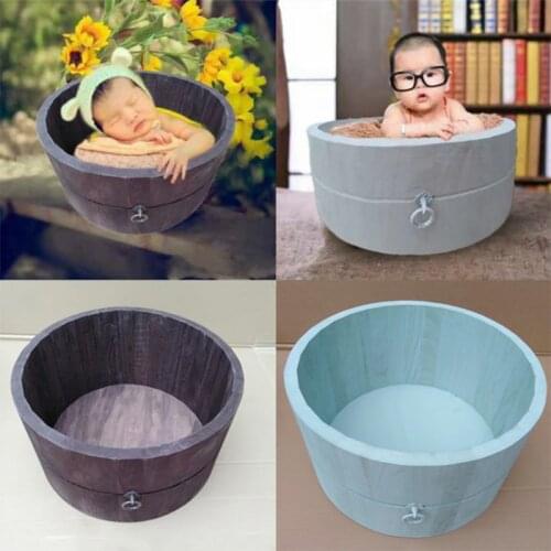 Newborn baby Posing Pot Portable cribs kit Full-moon kids beds Creative Bark Barrel photography props Wood Infant cradles Shoot
