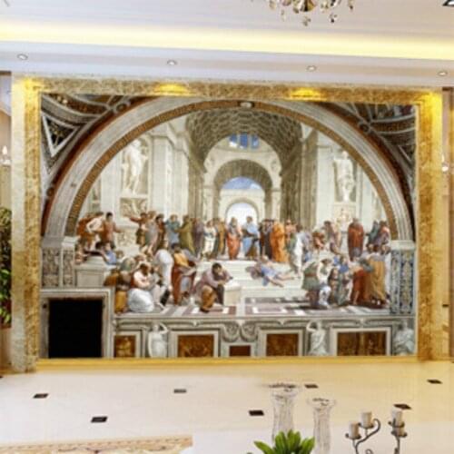 Custom large 3D wallpaper for wall 3d mural wallpaper background bedroom living room classical European painting School Athens