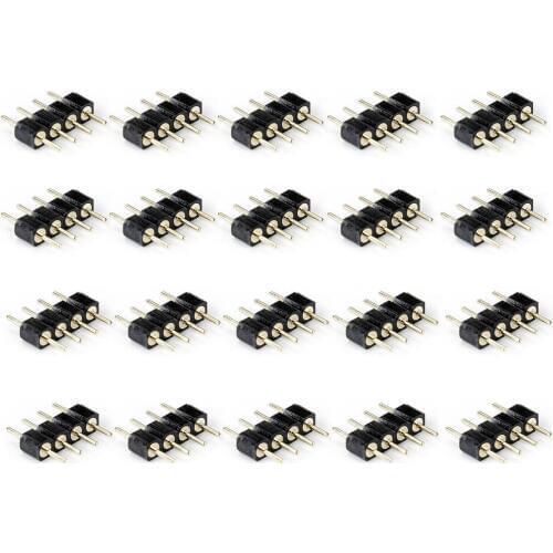 EzUsin 40pcs 4 Pin Male to Male RGB 5050 3528 LED Strip Lights Connectors