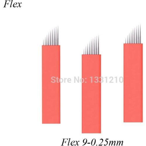 Flex 9 Diam 0.25mm Red Microblading Tattoo Needles Flexy Manual Blades for Permanent Makeup Pen