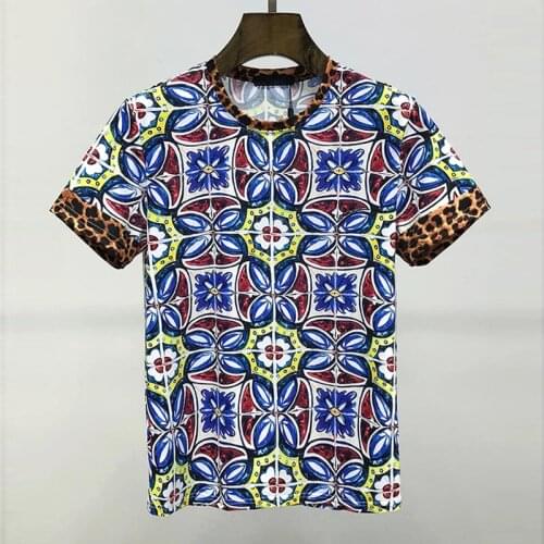 Summer Mens Popular Royal Print Short-Sleeved Digital Retro Designer Luxury Pure Cotton Slim And Comfortable T-Shirt Top