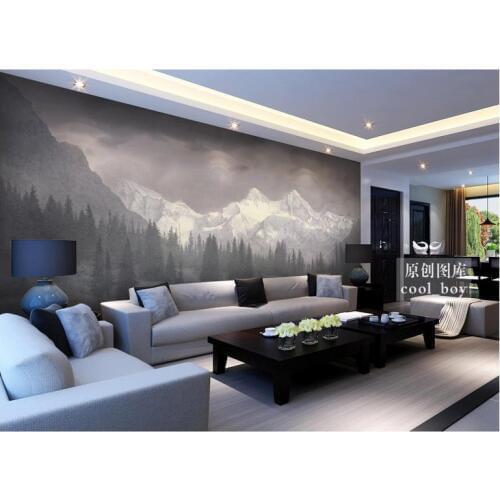 Customized 3d photo wallpaper for walls 3 d wall murals Snow mountain giant pine forest landscape setting wall murals home decor