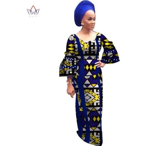 BRW 2 Piece Set African Clothing Women Fashion Pearl top and Long Skirt Bazin Riche Africa Print Lady Party Skirt Set WY3858