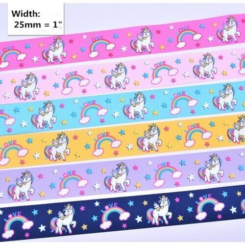 5 Meters/Lot Printed Cartoon Ribbon Wholesale Gift Wrapping Childrens Hair Bow Jewelry Decoration Silk Ribbons Lace Fabric 25mm