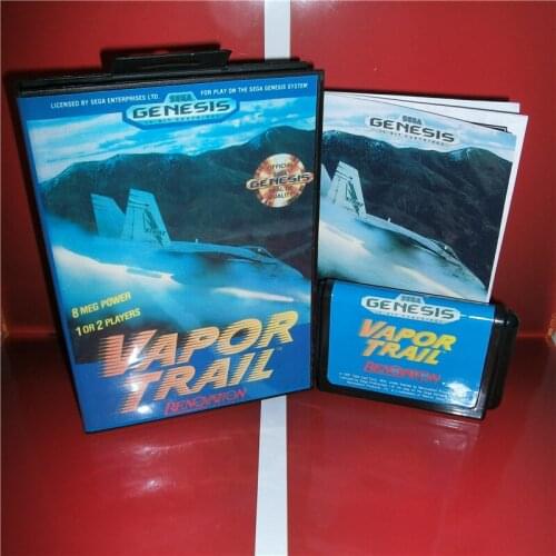 MD games card - Vapor Trail US Cover with Box and Manual For Sega Megadrive Genesis Video Game Console 16 bit MD card