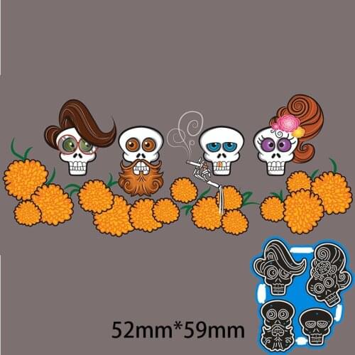 Metal Dies Skulls of Halloween for 2020 New Stencils DIY Scrapbooking Paper Cards New Craft Making Craft Decoration 52*59mm